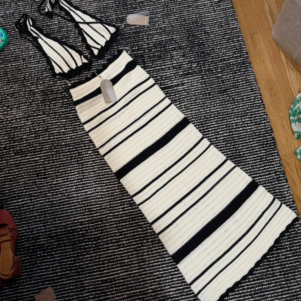 Meshki Crochet Two-Piece Set - Black & White Striped - Picture 7 of 7